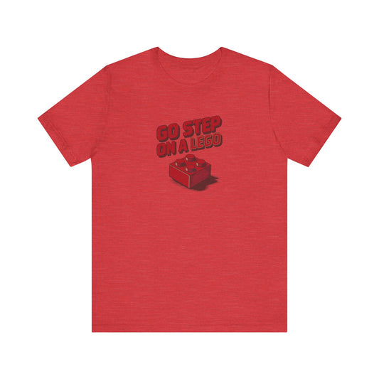 Go Step on a LEGO — Red Plastic Brick Retro Tee (Light)