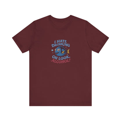 I Hate Drinking (Oh Look, Alcohol!) — Forgetful Fish Retro Tee (Dark)