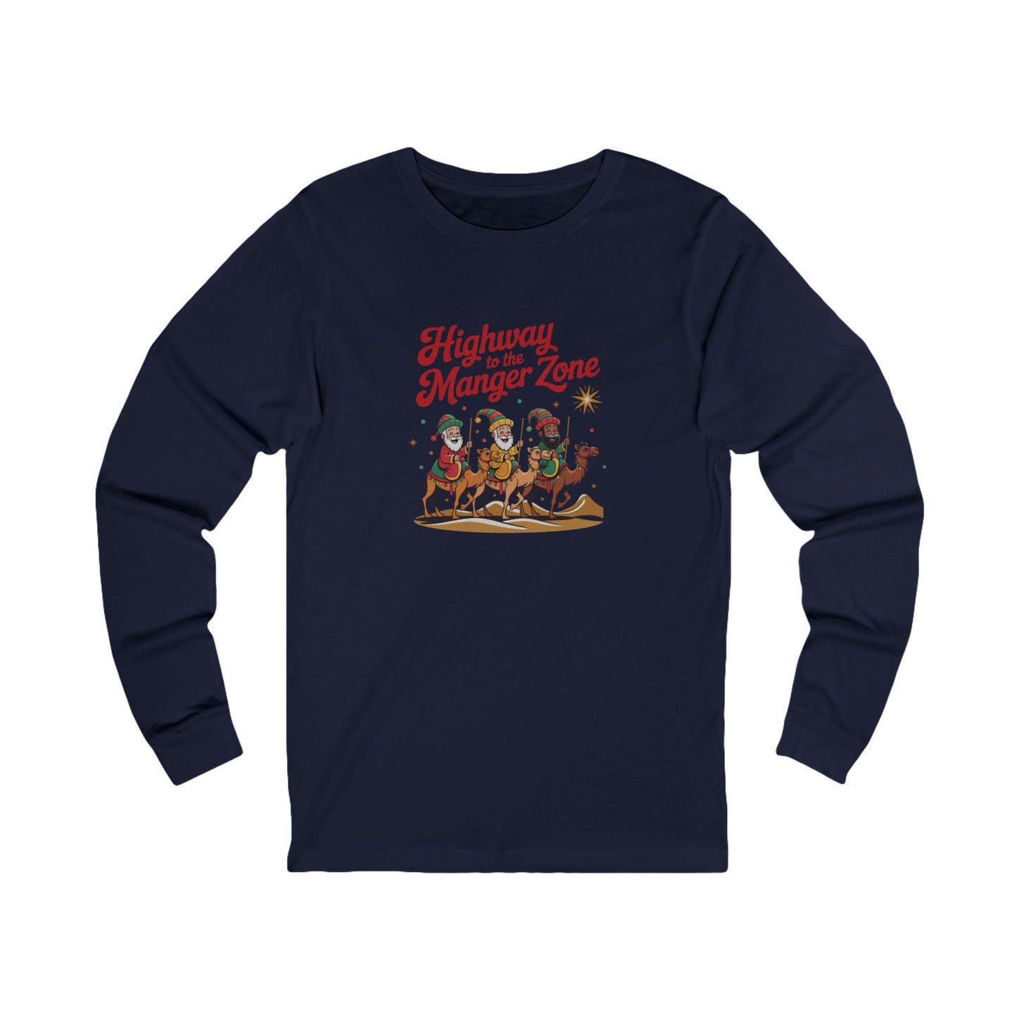 Highway to the Manger Zone — Top Gun-Inspired Christmas Long Sleeve (Dark)