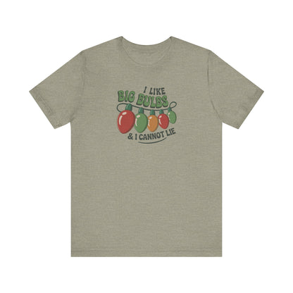 I Like Big Bulbs and I Cannot Lie — Christmas Lights Retro Tee (Light)
