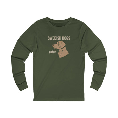 His Bjärk Is Worse Than His Bite – Minimalist Dog Pun Retro Long Sleeve (Dark)