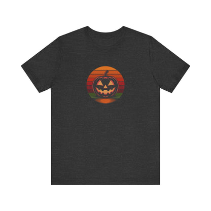 Retro Jack: Bold Grin — Halloween Sunset Tee (Dark)