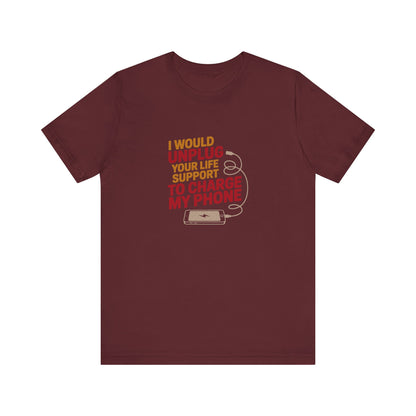 Your Life Support < Charging My Phone — Retro Tee (Dark)