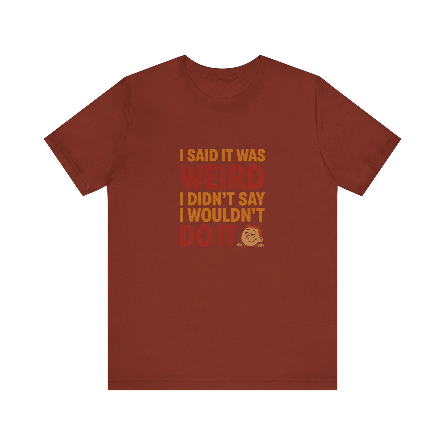 It's Weird, But I'm Interested (Colorful) — Retro Tee (Dark)