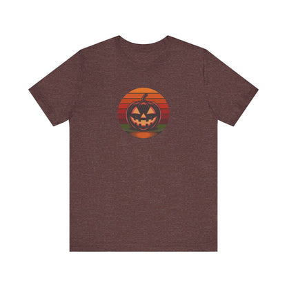 Retro Jack: Bold Grin — Halloween Sunset Tee (Dark)