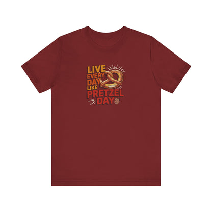Live Every Day Like Pretzel Day — Stanley Hudson Retro Tee (Dark)