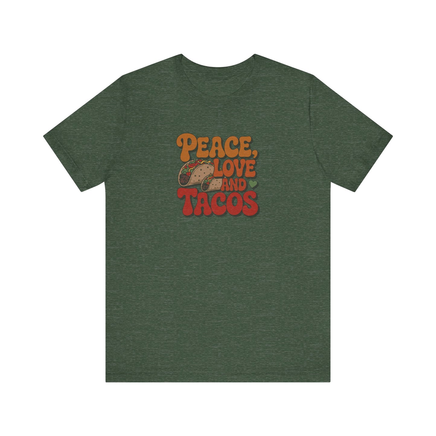 Peace, Love, and Tacos — Retro Foodie Tee (Dark)
