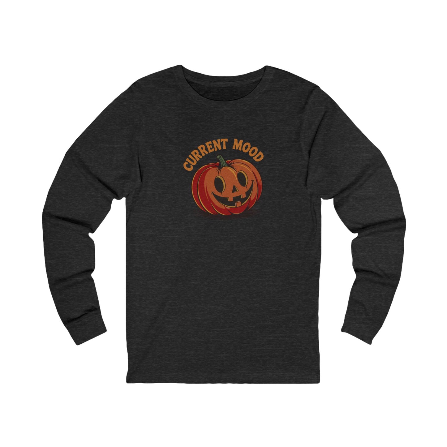 Current Mood (Cute Pumpkin) — Retro Halloween Long Sleeve (Dark)