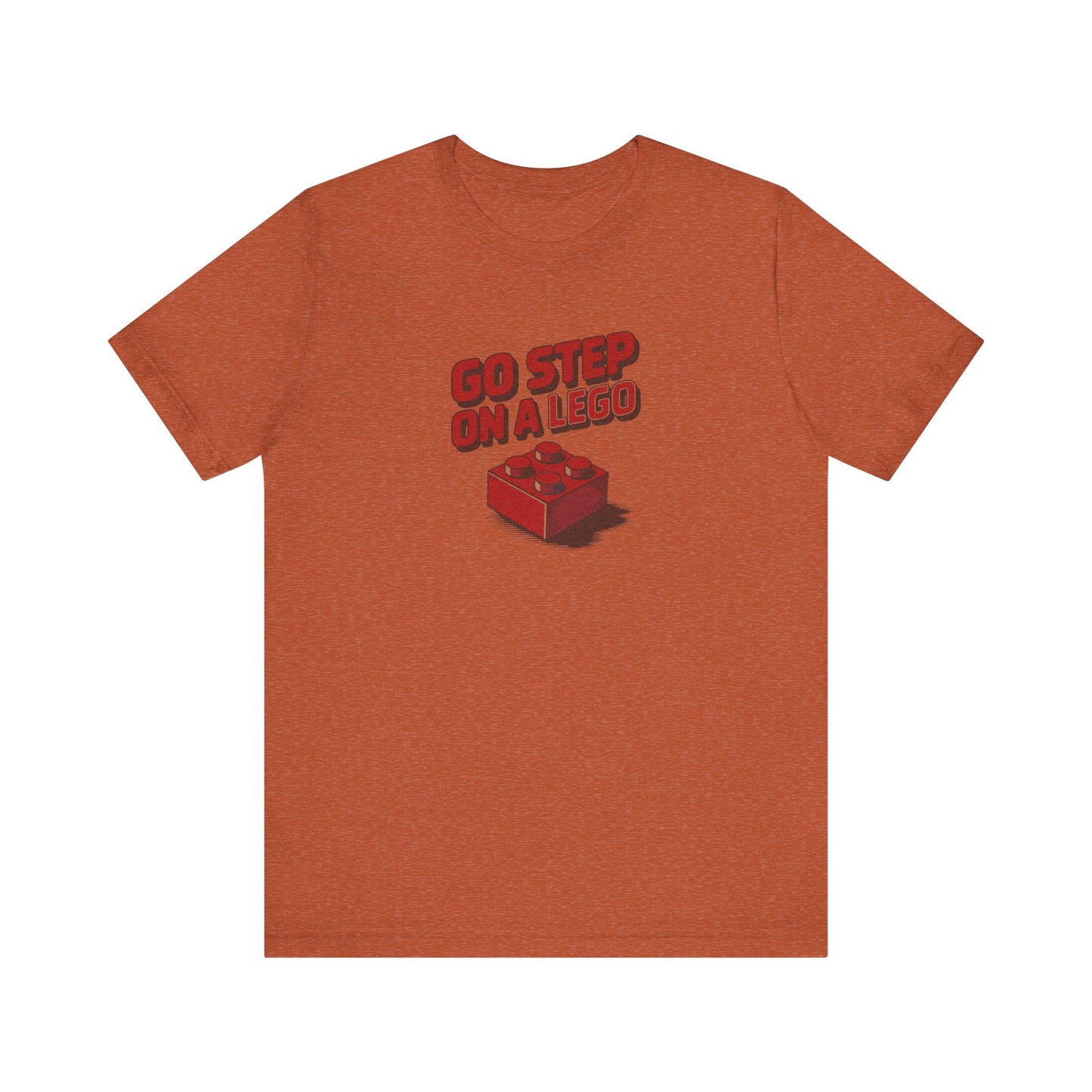 Go Step on a LEGO — Red Plastic Brick Retro Tee (Light)