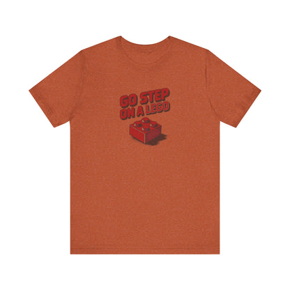 Go Step on a LEGO — Red Plastic Brick Retro Tee (Light)
