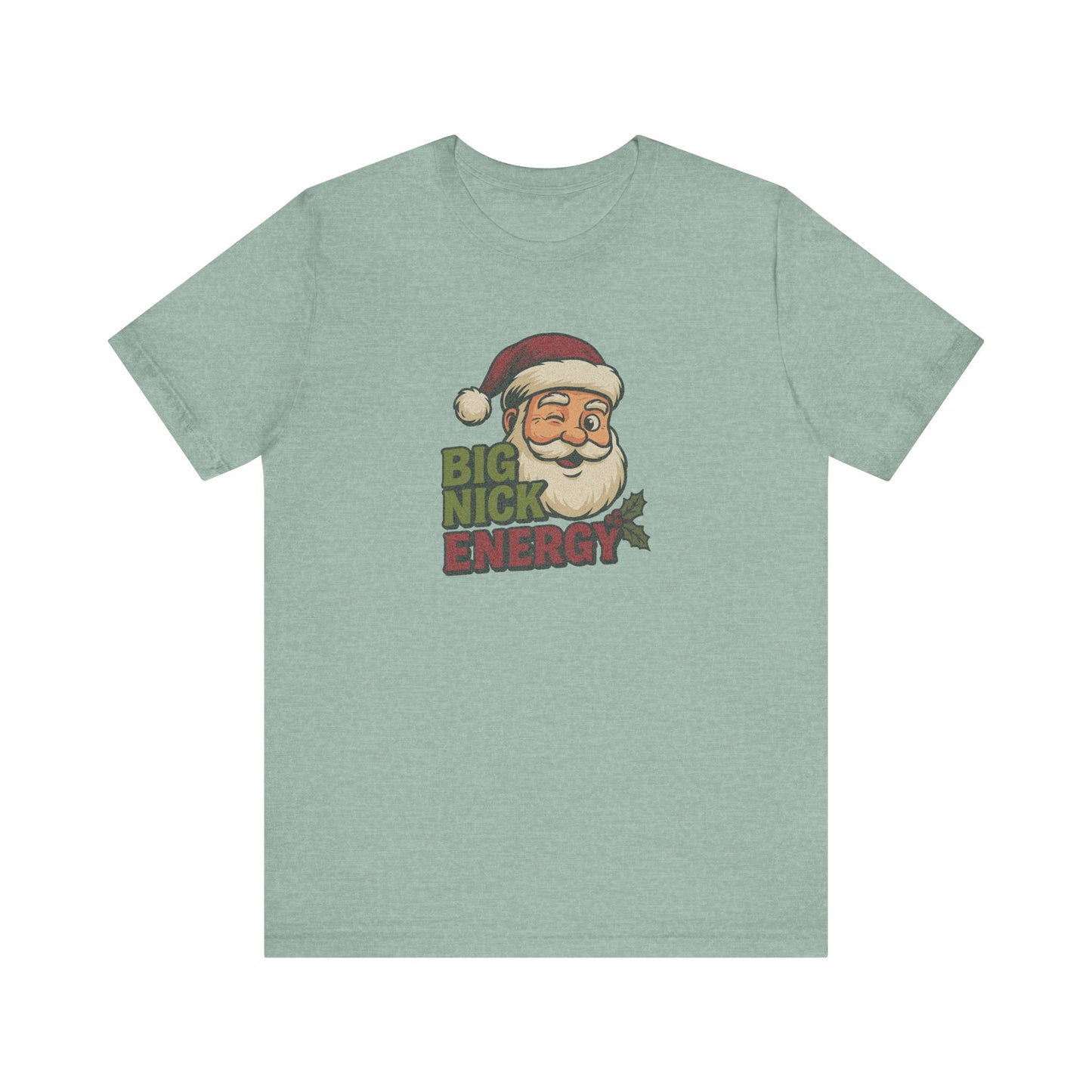Big Nick Energy — Retro Santa Christmas Tee (Light)