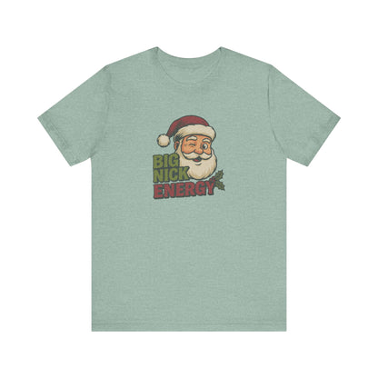 Big Nick Energy — Retro Santa Christmas Tee (Light)