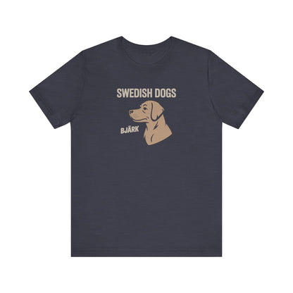 His Bjärk Is Worse Than His Bite – Minimalist Dog Pun Retro Tee (Dark)