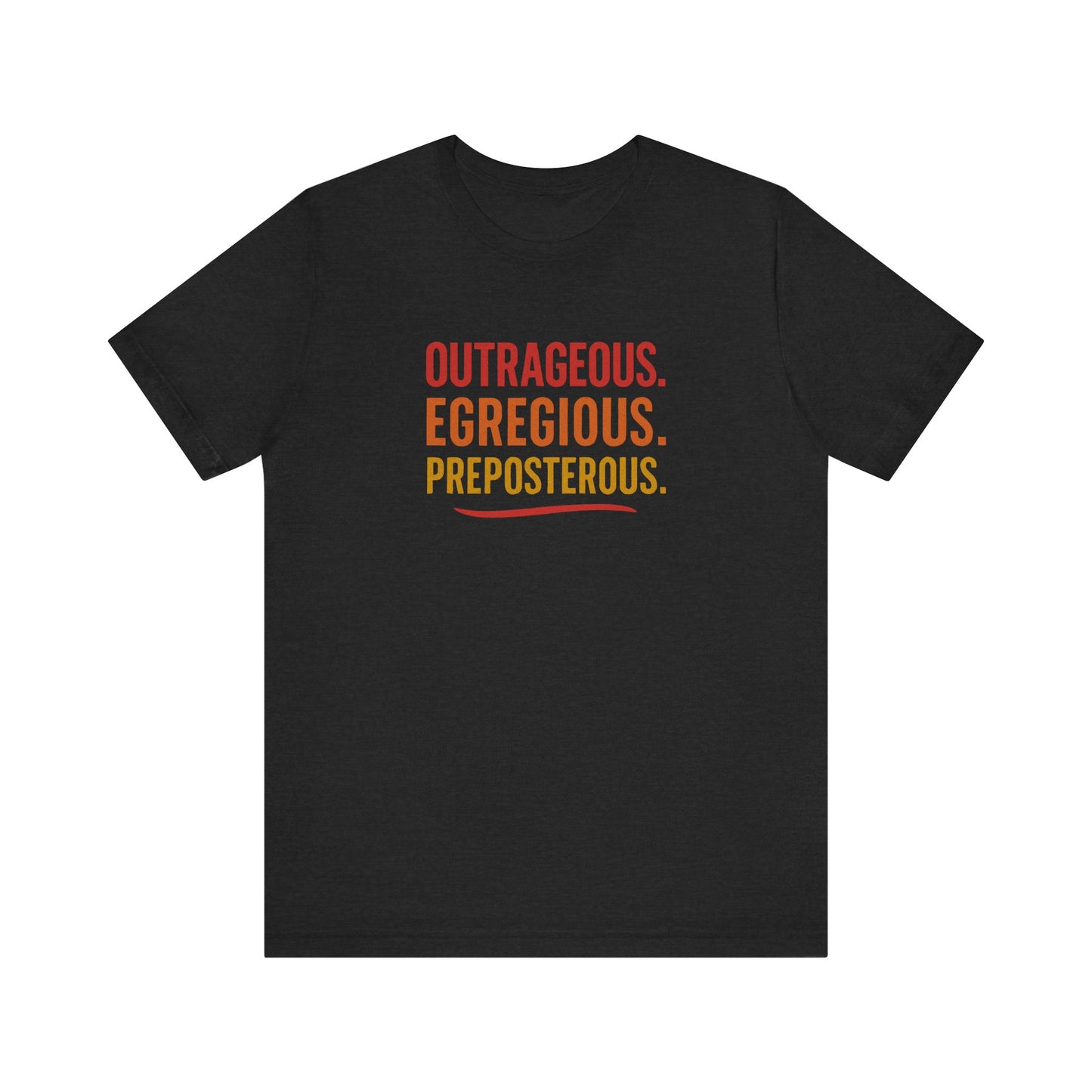 Outrageous Egregious Preposterous (Warm Gradient) — Seinfeld Retro Tee (Dark)