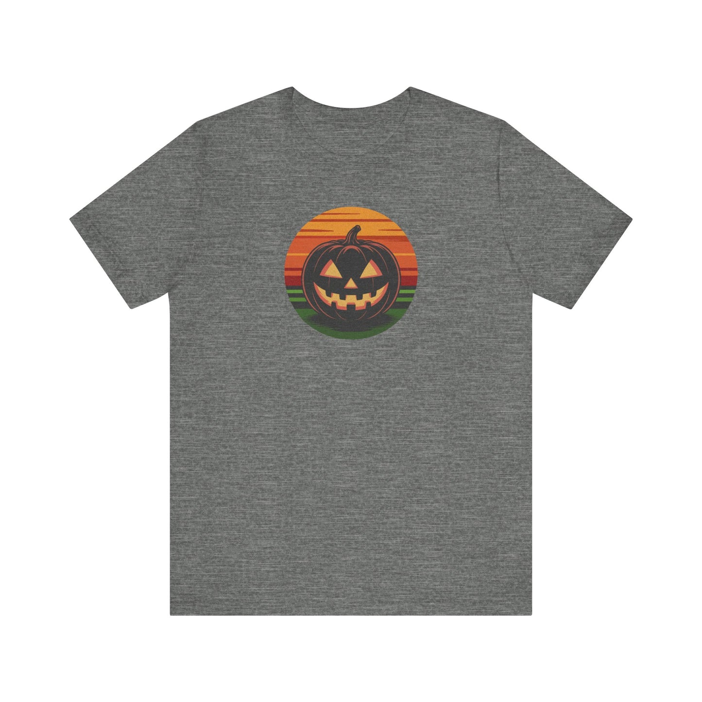 Retro Jack: Glowing Classic — Halloween Sunset Tee (Light)