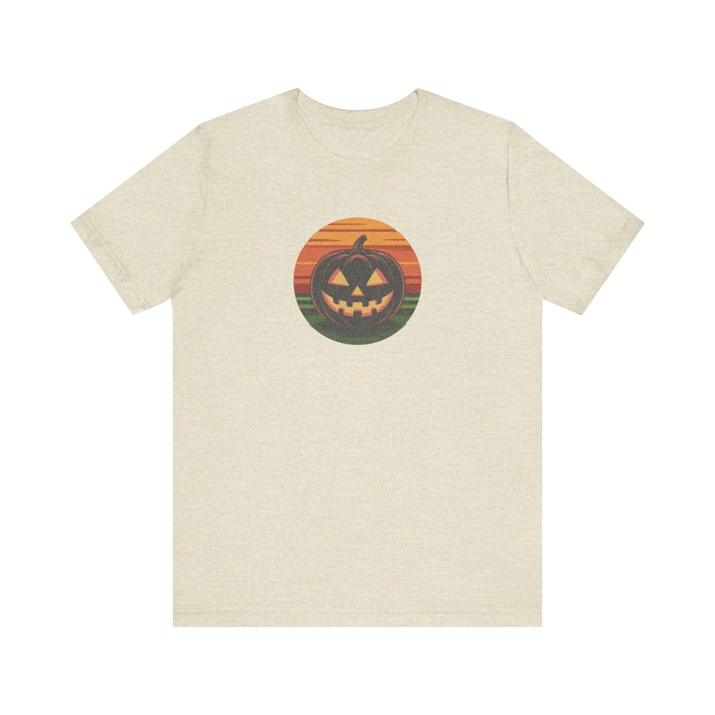 Retro Jack: Glowing Classic — Halloween Sunset Tee (Light)