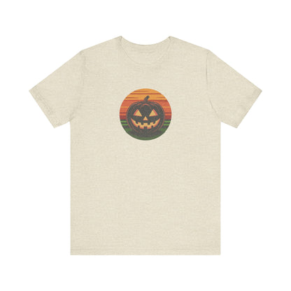 Retro Jack: Glowing Classic — Halloween Sunset Tee (Light)