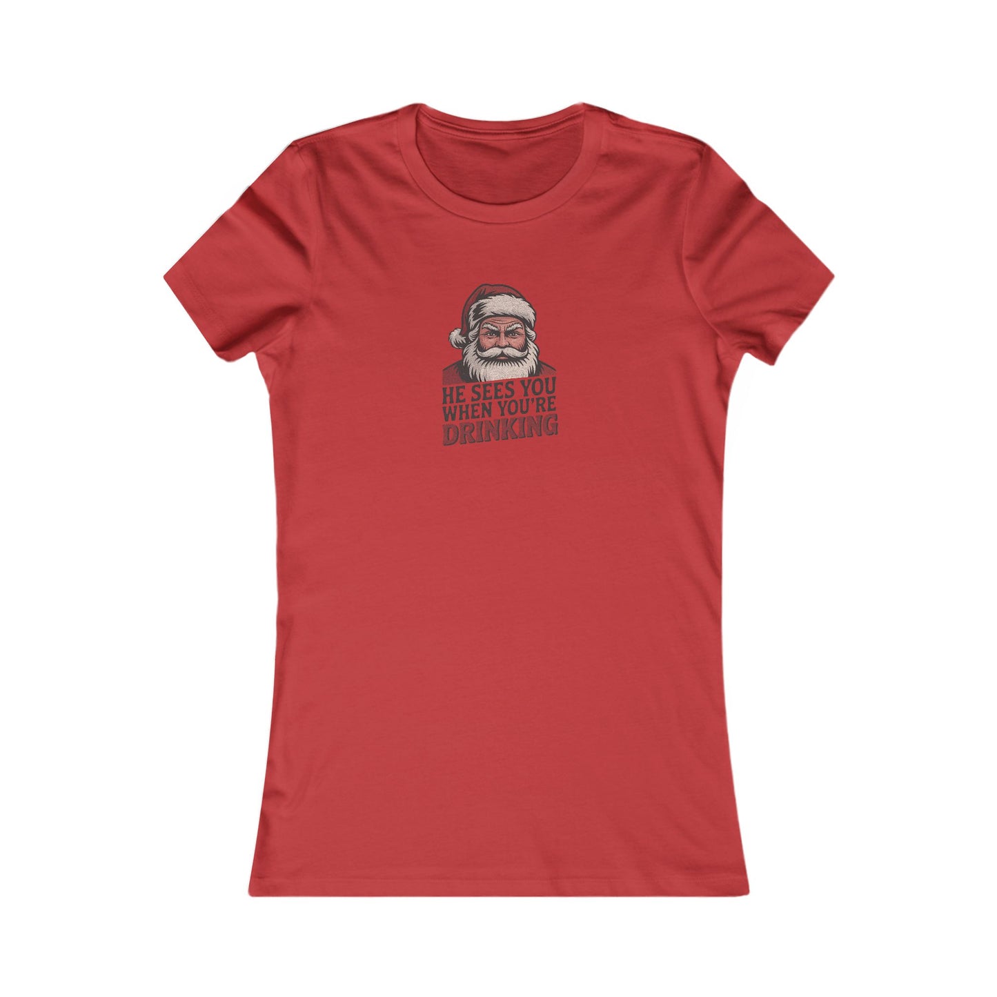 He Sees You When You're Drinking — Judgmental Santa Retro Women's Tee (Light)