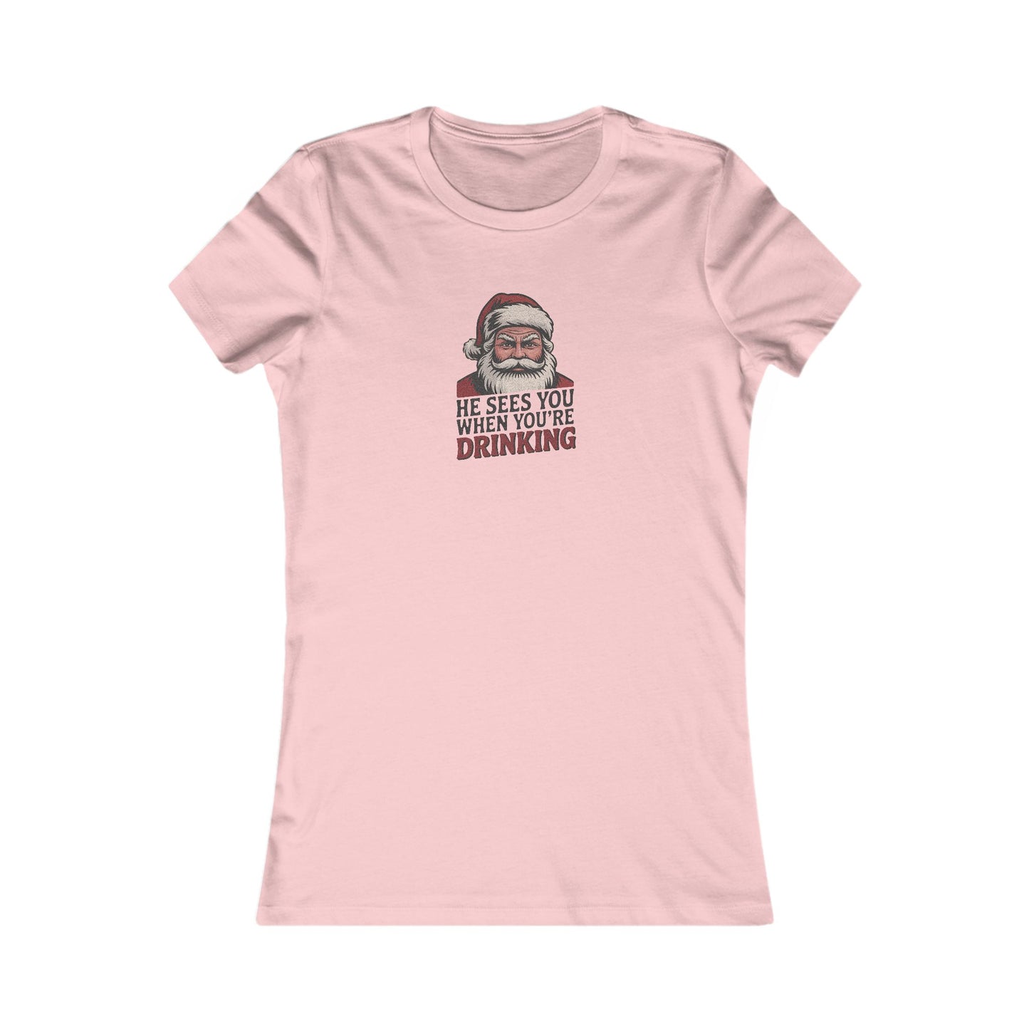 He Sees You When You're Drinking — Judgmental Santa Retro Women's Tee (Light)