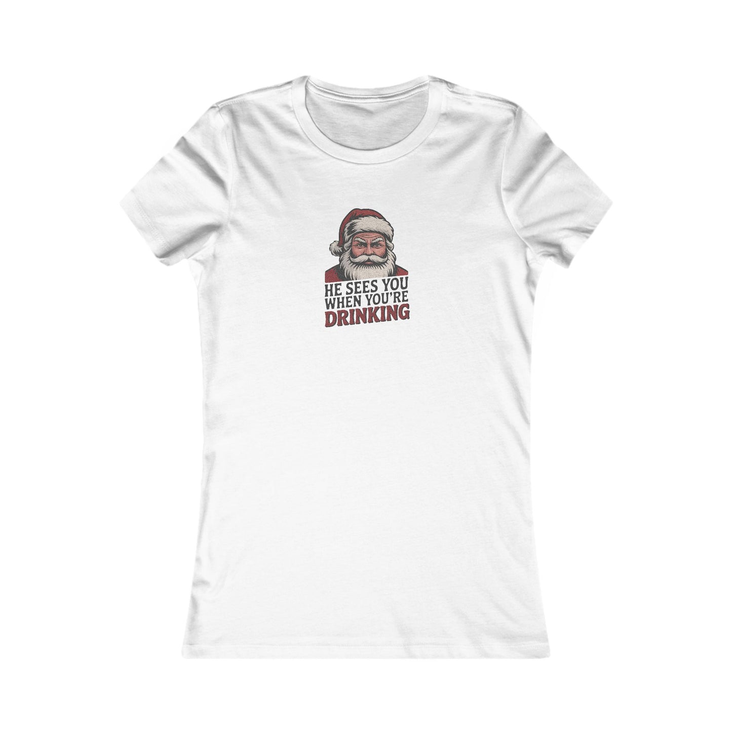 He Sees You When You're Drinking — Judgmental Santa Retro Women's Tee (Light)