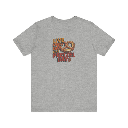Live Every Day Like Pretzel Day — Stanley Hudson Retro Tee (Light)