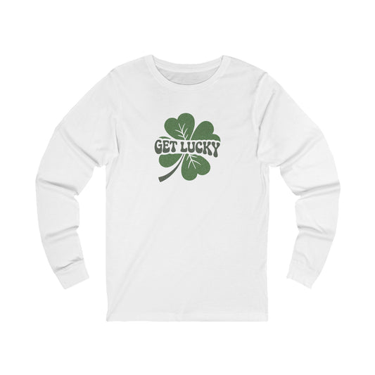 I’m Up All Night to Get Lucky — St. Patrick's Retro Long Sleeve (Light)