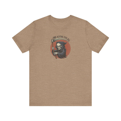 One Scythe Fits All — Grim Reaper Retro Tee (Light)