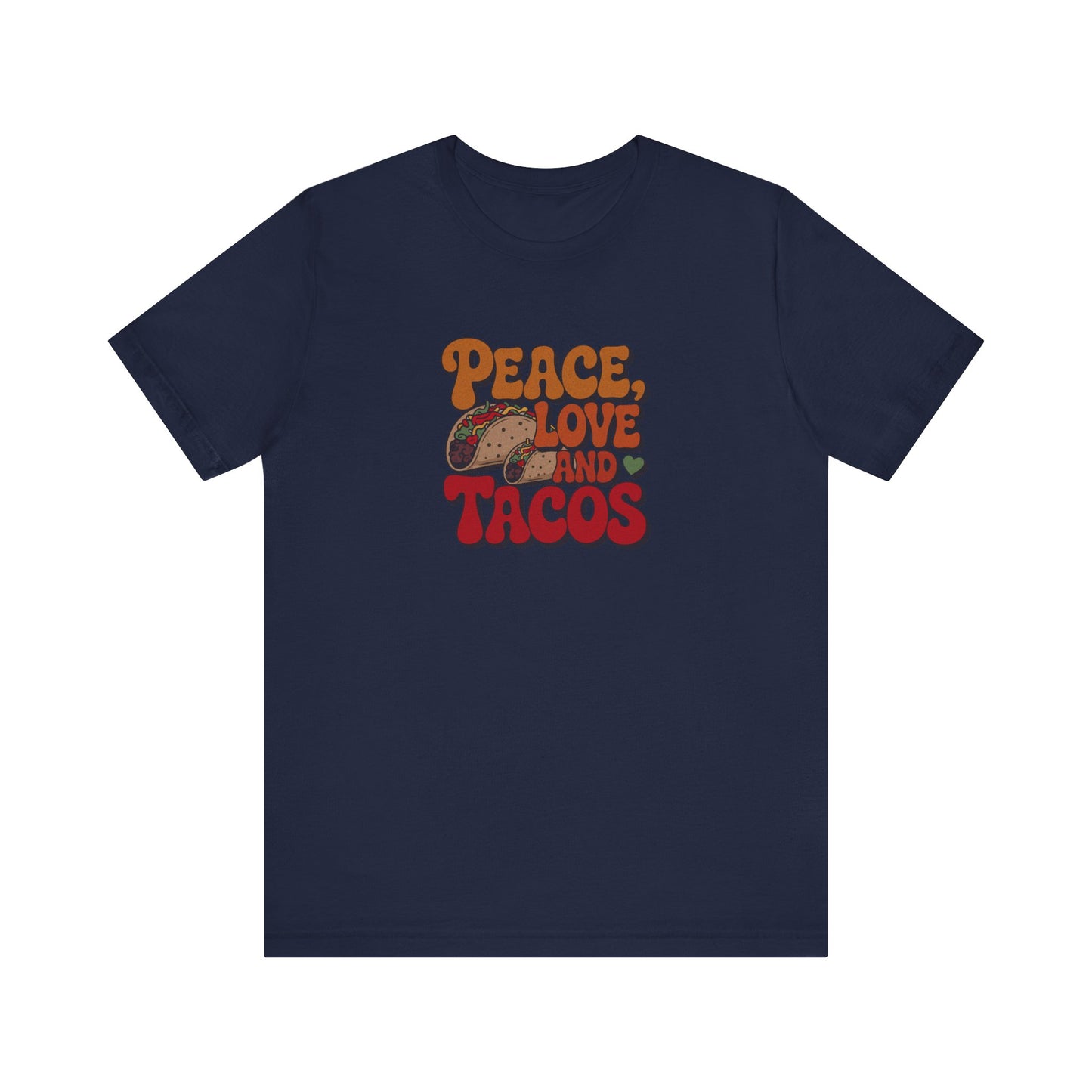 Peace, Love, and Tacos — Retro Foodie Tee (Dark)