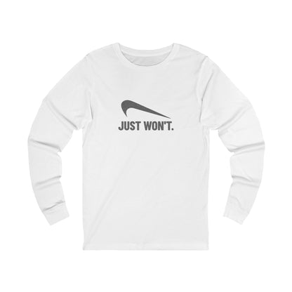 Just Won’t Athletic Parody — Retro Workout Long Sleeve (Light)