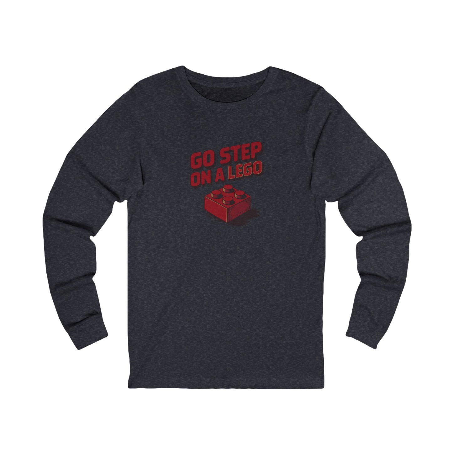 Go Step on a LEGO — Red Plastic Brick Retro Long Sleeve (Dark)