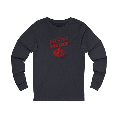 Go Step on a LEGO — Red Plastic Brick Retro Long Sleeve (Dark)