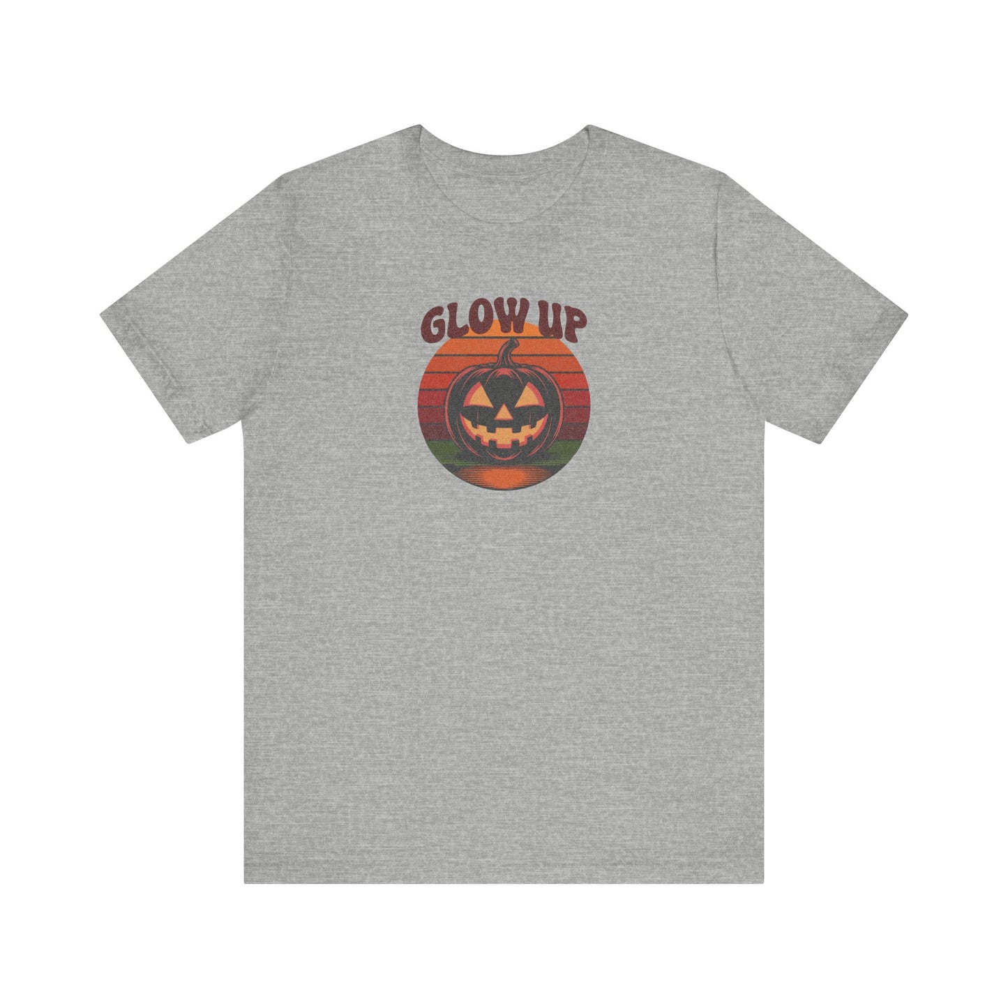 Halloween Glow Up Pumpkin — Retro Autumn Sunset Tee (Light)