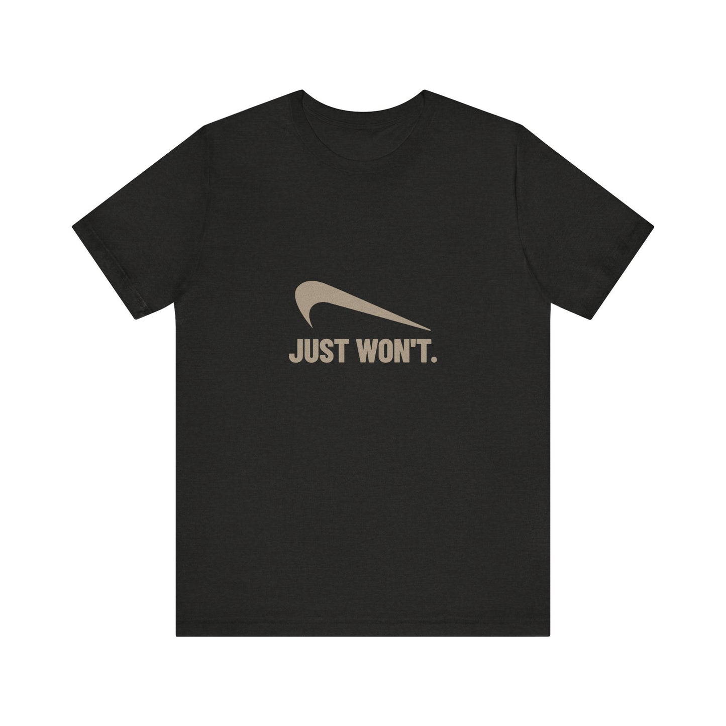 Just Won’t Athletic Parody — Retro Workout Tee (Dark)