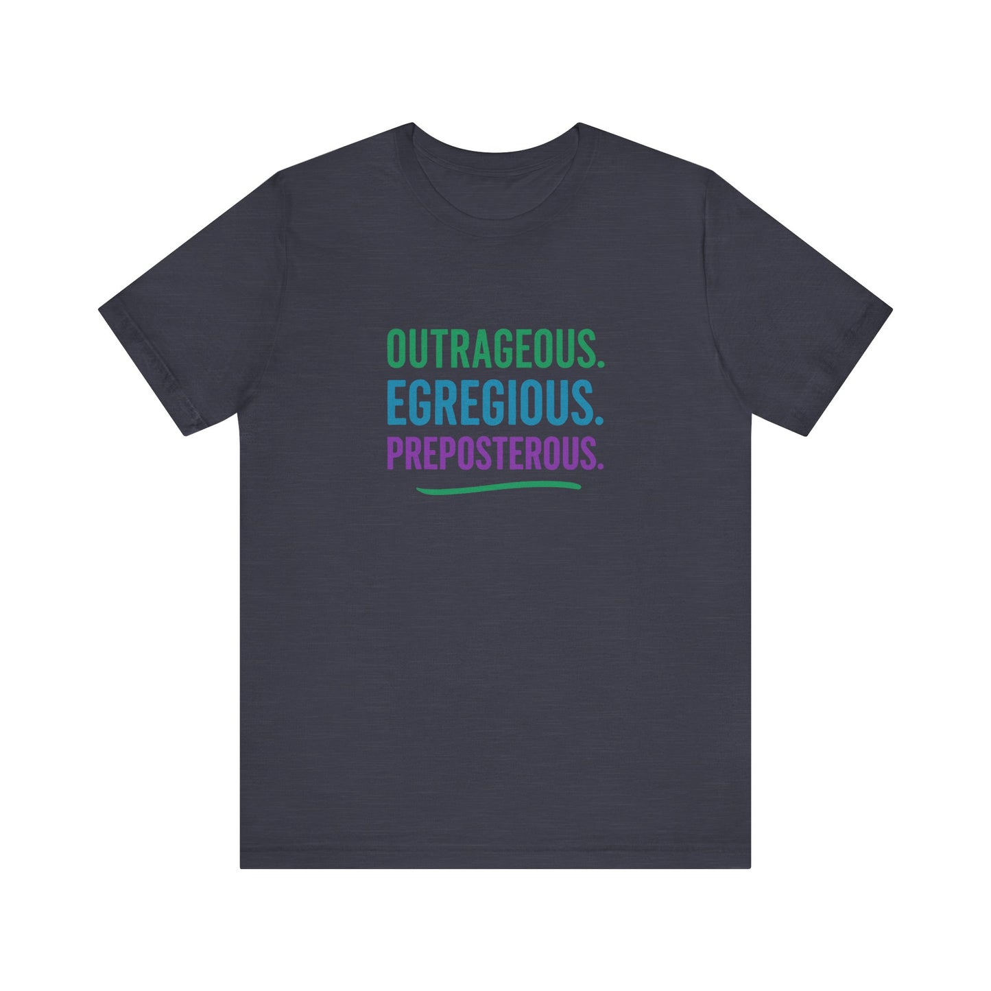 Outrageous Egregious Preposterous (Cool Gradient) — Seinfeld Retro Tee (Dark)