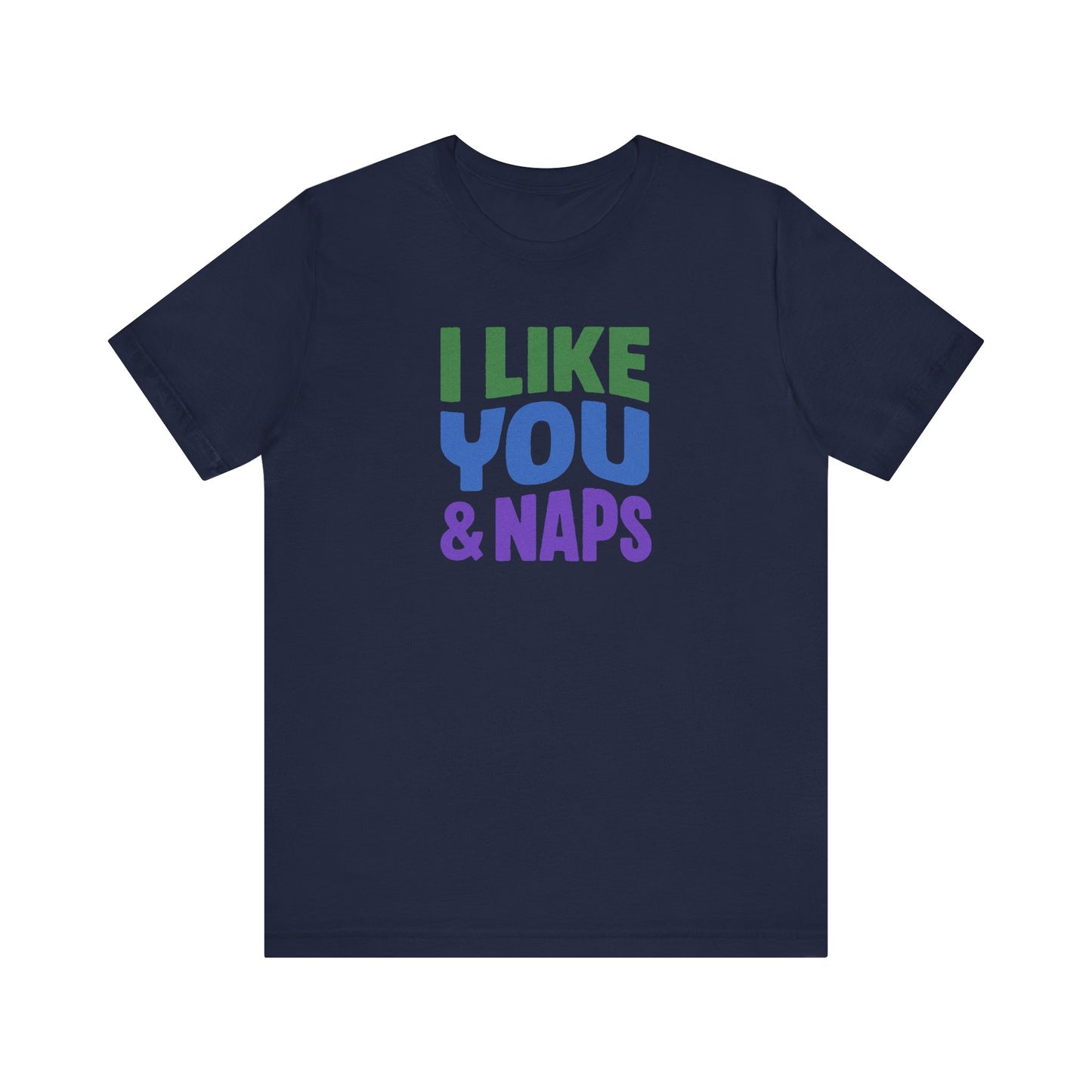 I Like You & Naps (Cool Gradient) — Retro Loungewear Tee (Dark)