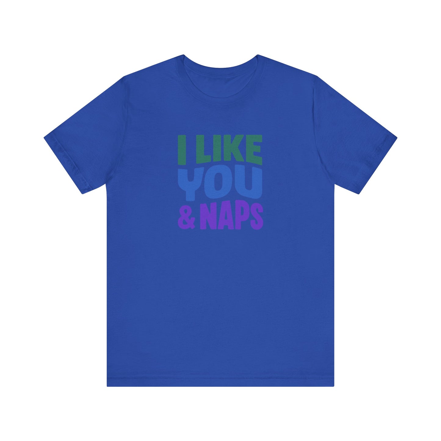 I Like You & Naps (Cool Gradient) — Retro Loungewear Tee (Dark)