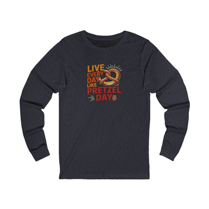 Live Every Day Like Pretzel Day — Stanley Hudson Retro Long Sleeve (Dark)