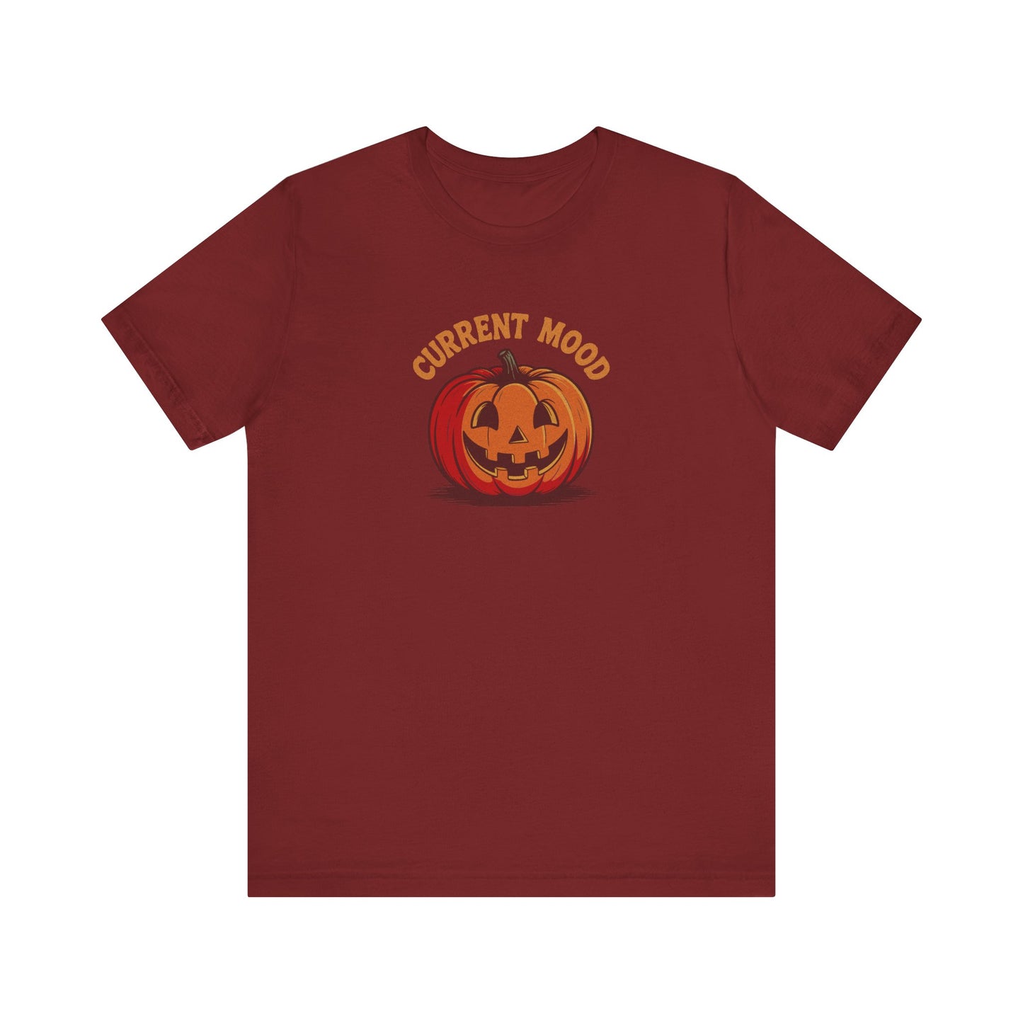 Current Mood (Classic Pumpkin) — Retro Halloween Tee (Dark)