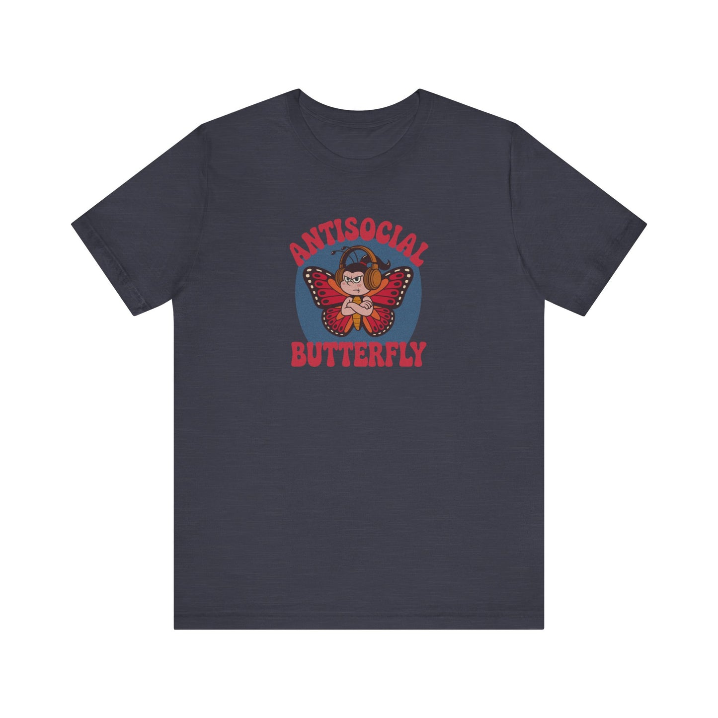 Antisocial Butterfly (Female) — Retro Workout Tee (Dark)