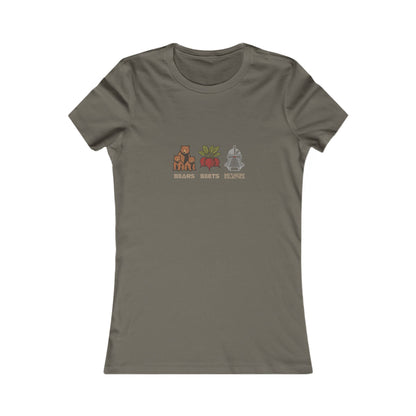 Bears, Beets, Battlestar (Captions) — Retro Women's Tee (Dark)