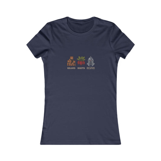 Bears, Beets, Battlestar (Captions) — Retro Women's Tee (Dark)