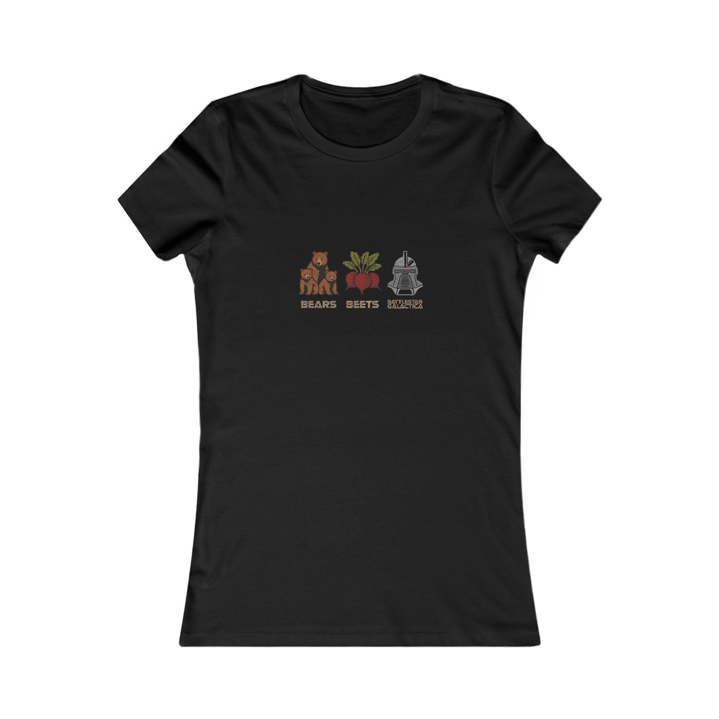 Bears, Beets, Battlestar (Captions) — Retro Women's Tee (Dark)