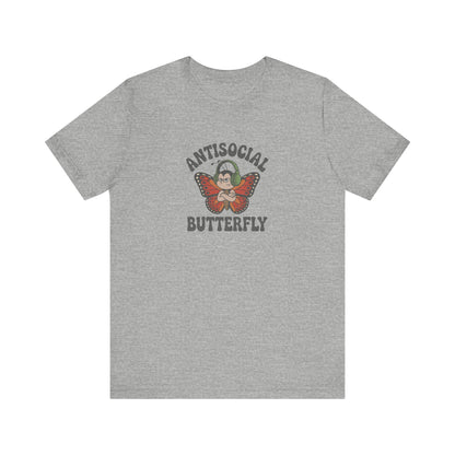 Antisocial Butterfly (Male) — Retro Workout Tee (Light)
