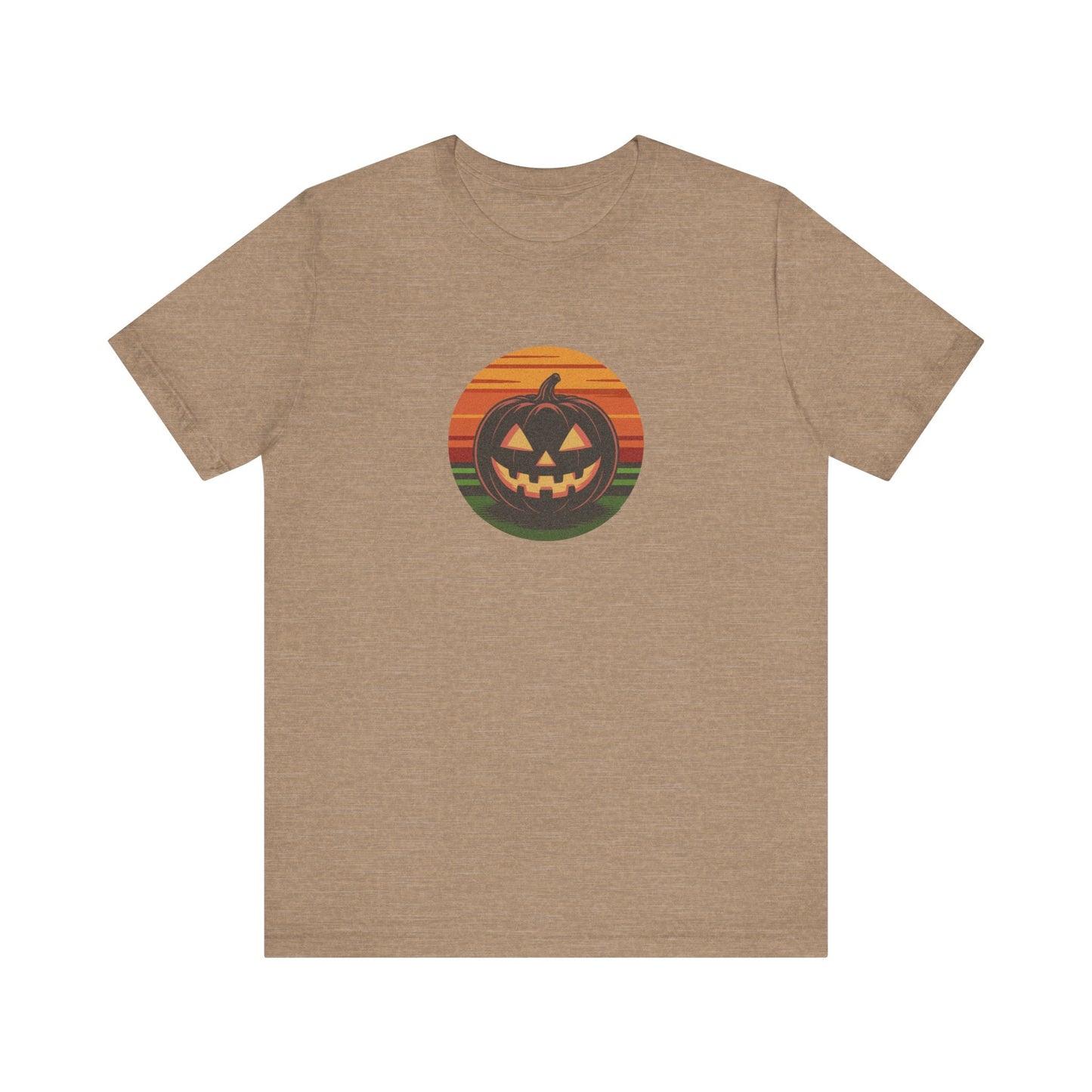 Retro Jack: Glowing Classic — Halloween Sunset Tee (Light)