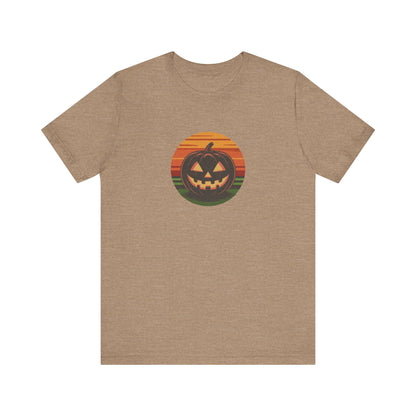 Retro Jack: Glowing Classic — Halloween Sunset Tee (Light)