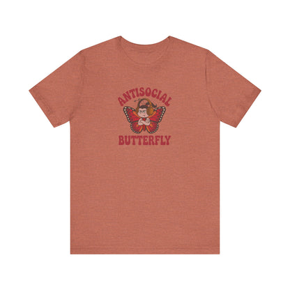 Antisocial Butterfly (Female) — Retro Workout Tee (Light)