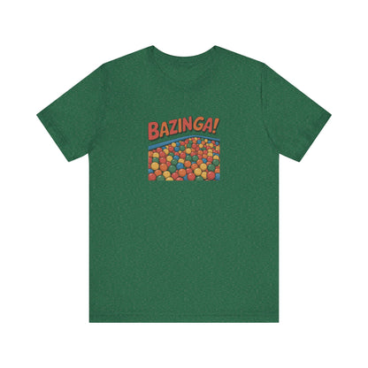 Bazinga! Ball Pit — Big Bang Theory Retro Tee (Dark)