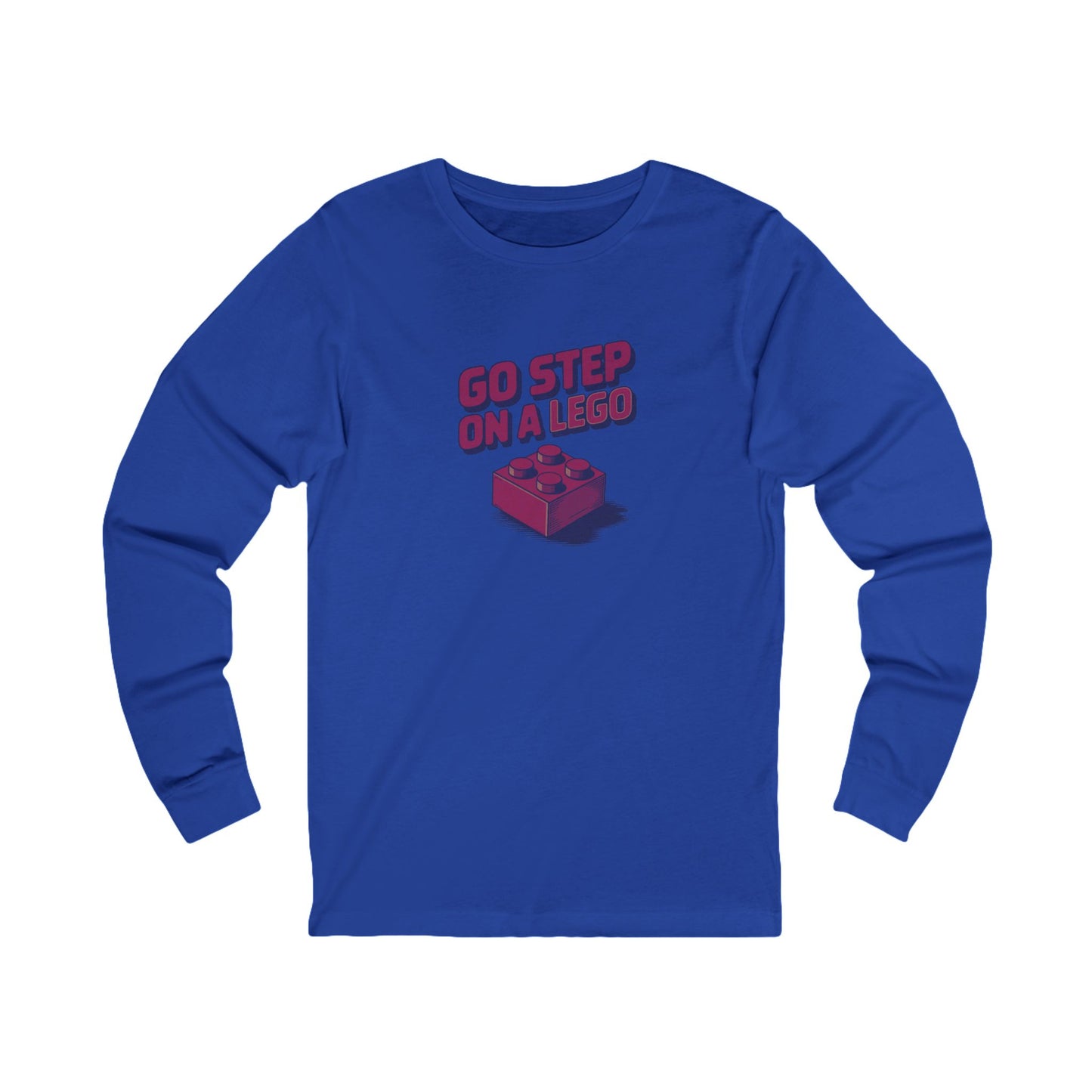 Go Step on a LEGO — Red Plastic Brick Retro Long Sleeve (Dark)