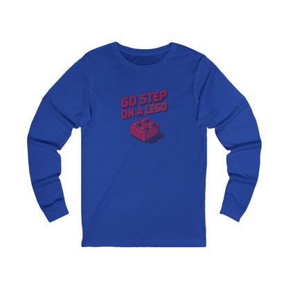 Go Step on a LEGO — Red Plastic Brick Retro Long Sleeve (Dark)