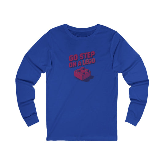 Go Step on a LEGO — Red Plastic Brick Retro Long Sleeve (Dark)